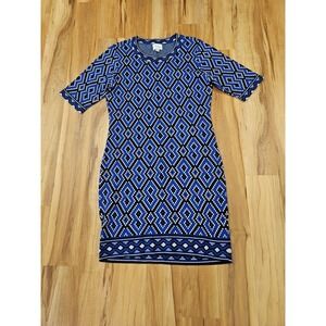 Beige By ECI Women's Knit Sweater Dress - Black Blue Silver Diamond Print